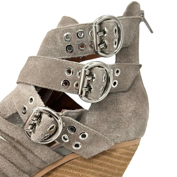 Jeffrey Campbell x Free People Travis Taupe Suede Buckle Heeled Boots - Picture 7 of 11